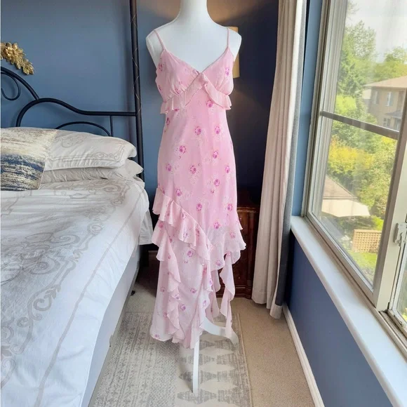 Pink Floral Ruffle Dress - Picture 2 of 15